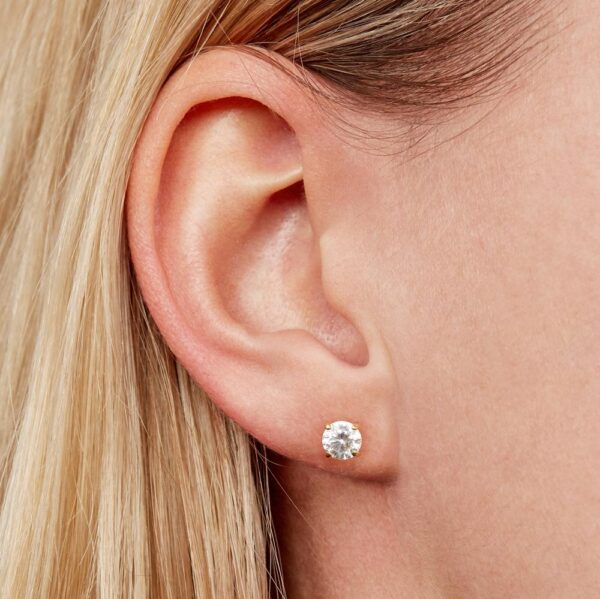 Round Moissanite Stud Earrings - Image 2