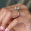 Protea Emerald Moissanite Solitaire Engagement Ring White Gold