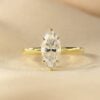 Marquise Moissanite Solitaire Engagement Ring Yellow Gold