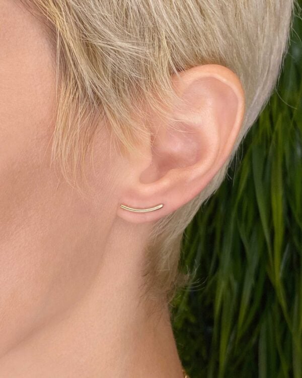 Curved Bar Gold Earrings