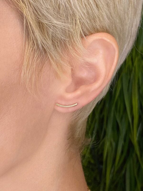 Curved Bar Gold Earrings