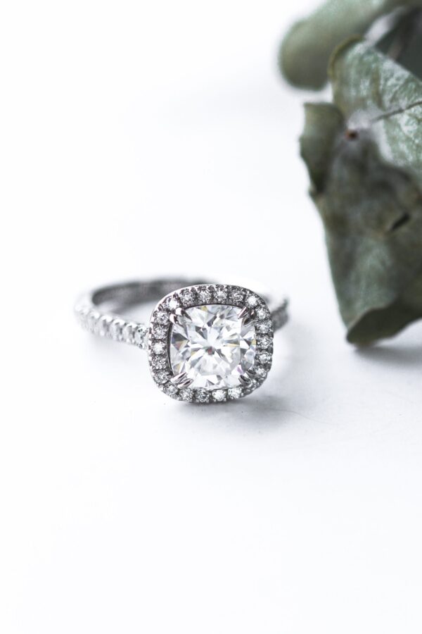 Cushion Moissanite Halo Rings