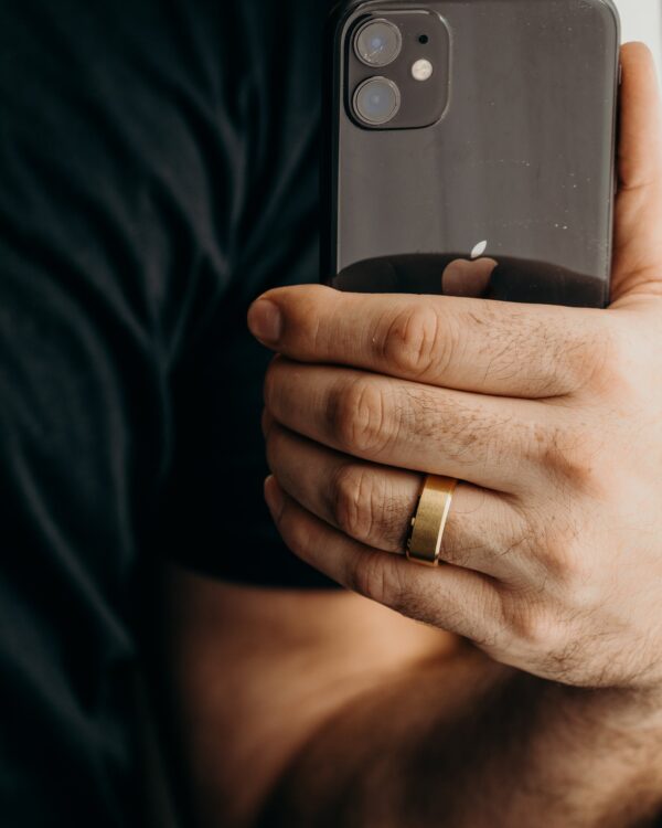 Gold Beveled Edge Wedding Band