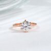 Gold Round Moissanite Solitaire Engagement Rings