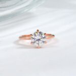 Gold Round Moissanite Solitaire Engagement Rings
