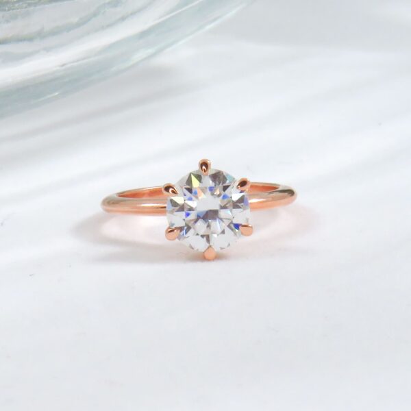 Gold Round Moissanite Solitaire Engagement Rings