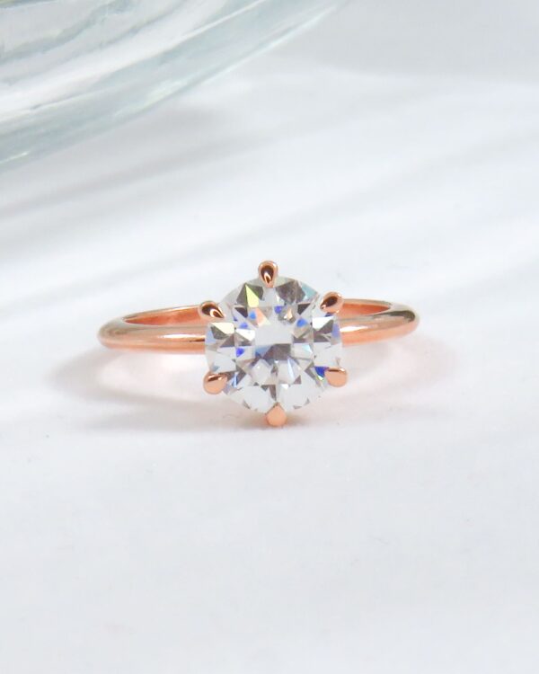 Gold Round Moissanite Solitaire Engagement Rings