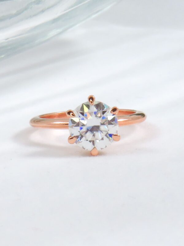 Gold Round Moissanite Solitaire Engagement Rings