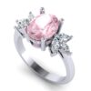 Oval Floral Morganite Cluster Engagement Ring White Gold