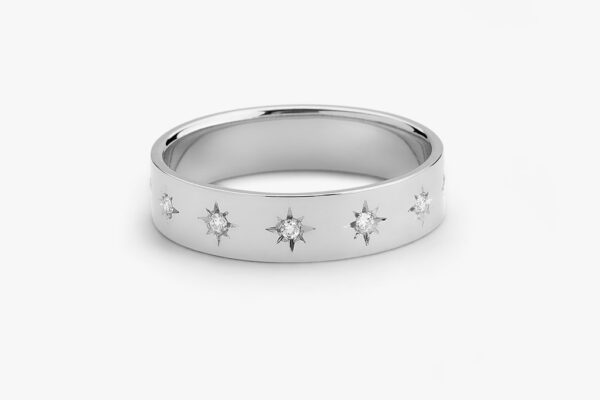 White Gold Starstruck Moissanite Band