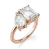 Toi et Moi Emerald And Pear Moissanite Engagement Ring Rose Gold 1