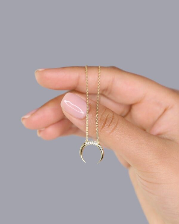 Moissanite Crescent Moon Necklace