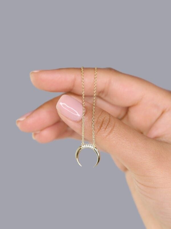 Moissanite Crescent Moon Necklace