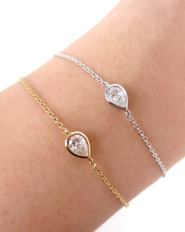 Bezel Pear Moissanite Bracelet