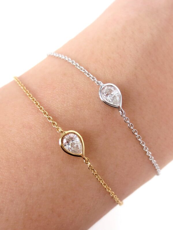 Bezel Pear Moissanite Bracelet