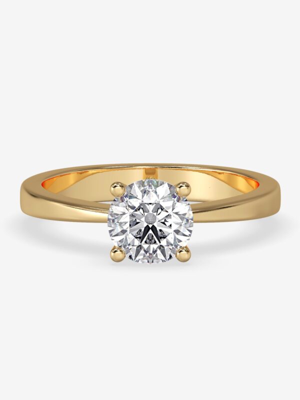 Tapered Round Moissanite Solitaire Engagement Ring