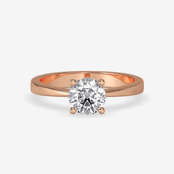 Tapered Round Moissanite Solitaire Engagement Ring Rose Gold