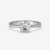 Tapered Round Moissanite Solitaire Engagement Ring White Gold