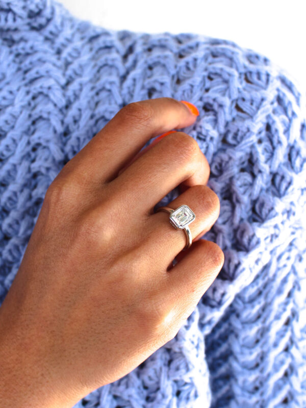 Emerald Cut Bezel Ring