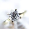 Princess Solitaire Hidden Halo Engagement Ring Yellow Gold