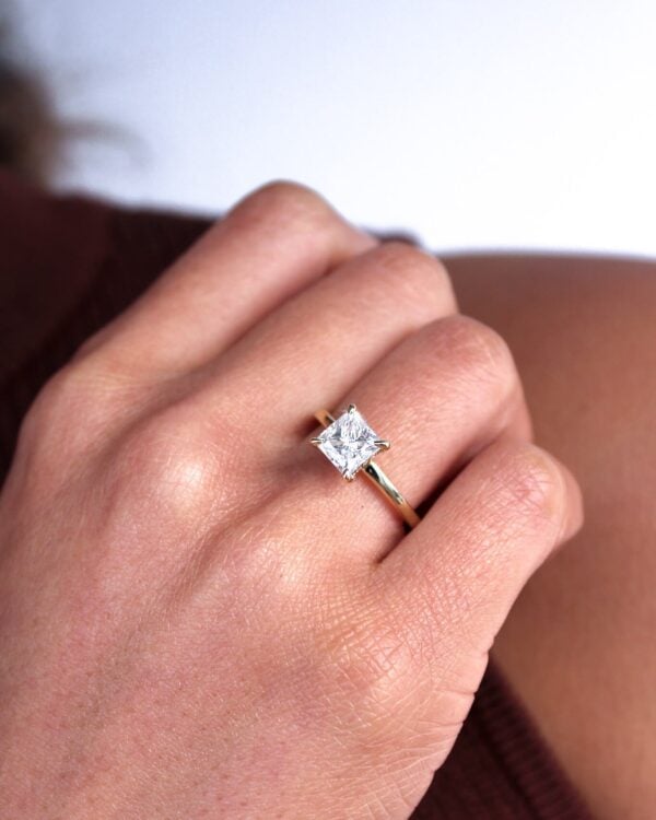 Princess Solitaire Hidden Halo Engagement Ring