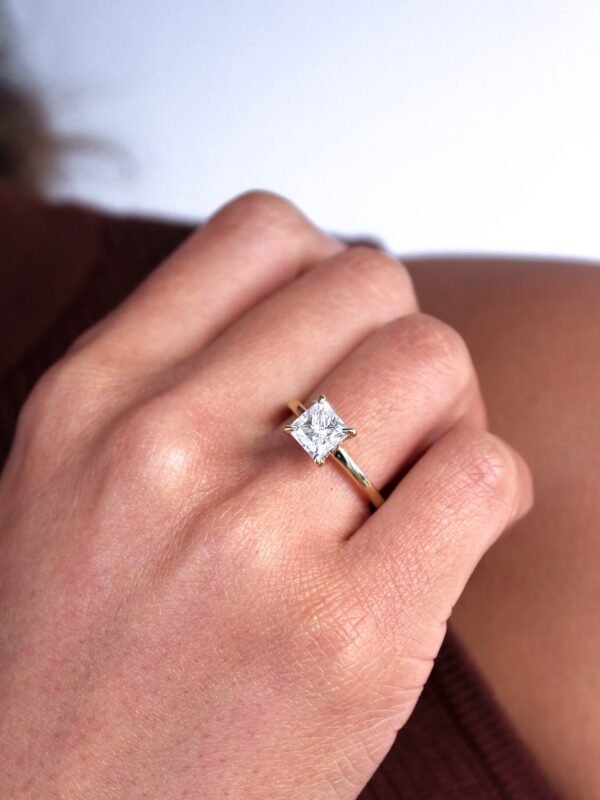 Princess Solitaire Hidden Halo Engagement Ring
