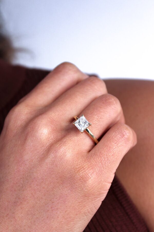 Princess Solitaire Hidden Halo Engagement Ring