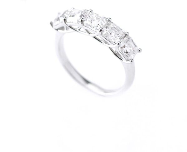 5-Stone Moissanite Asscher Eternity Ring