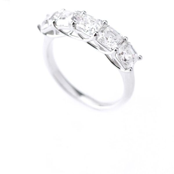 5-Stone Moissanite Asscher Eternity Ring