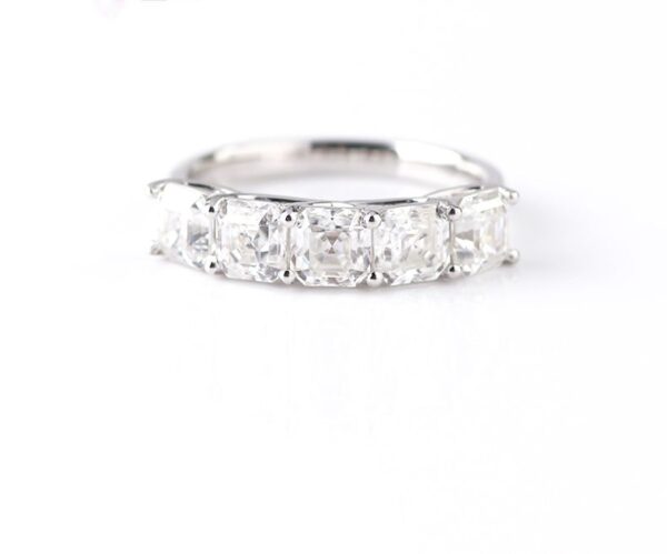 5-Stone Moissanite Asscher Eternity Rings - Image 2