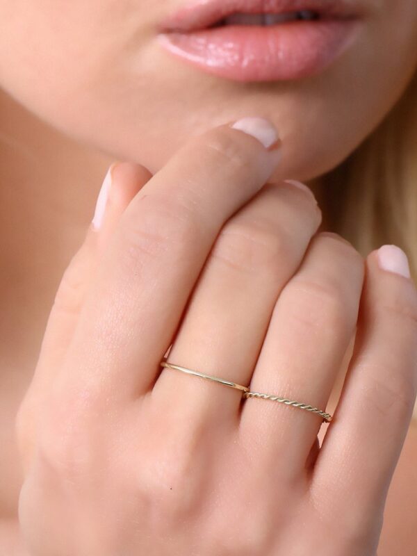 Gold Twisted Rope Ring Set