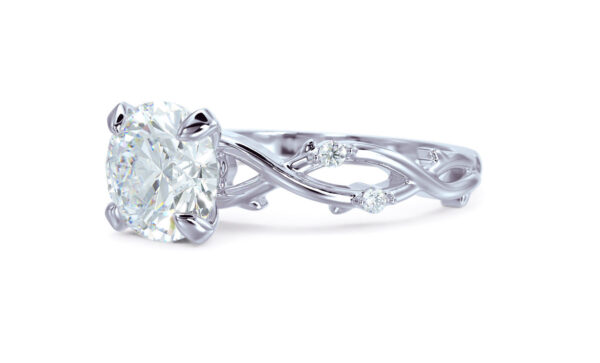 Round Twig Solitaire Moissanite Engagement Ring - Image 4