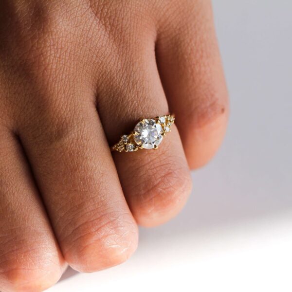 Classic Round Moissanite Cluster Engagement Ring