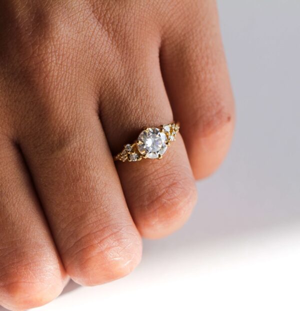 Classic Round Moissanite Cluster Engagement Ring