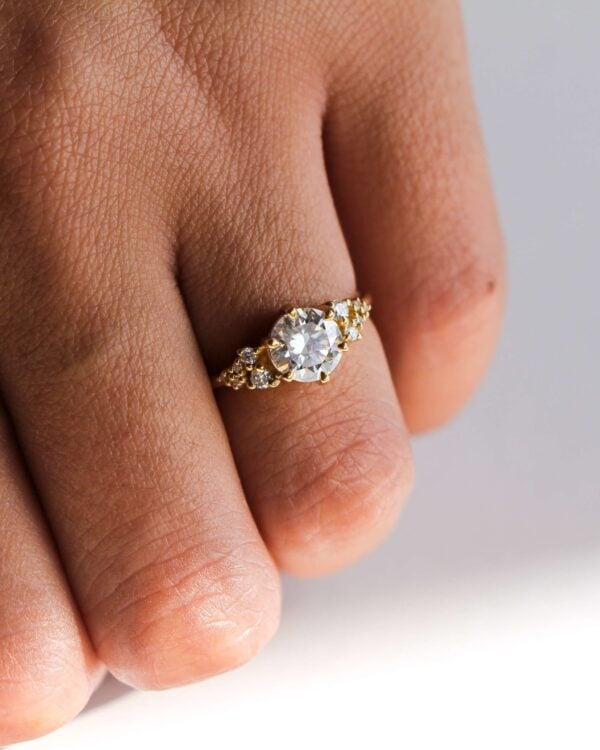 Classic Round Moissanite Cluster Engagement Ring