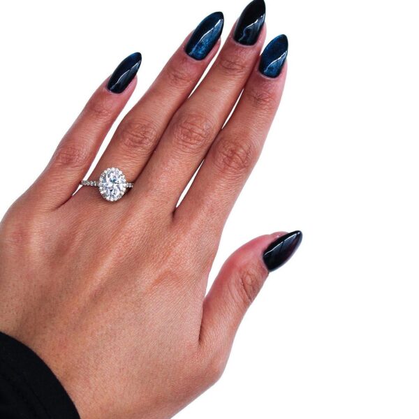 Classic Oval Moissanite Halo Engagement Ring