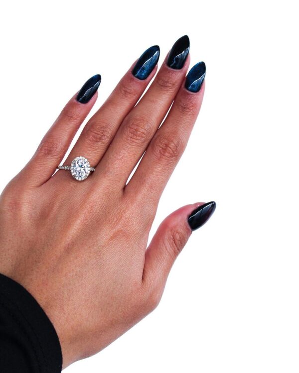 Classic Oval Moissanite Halo Engagement Ring