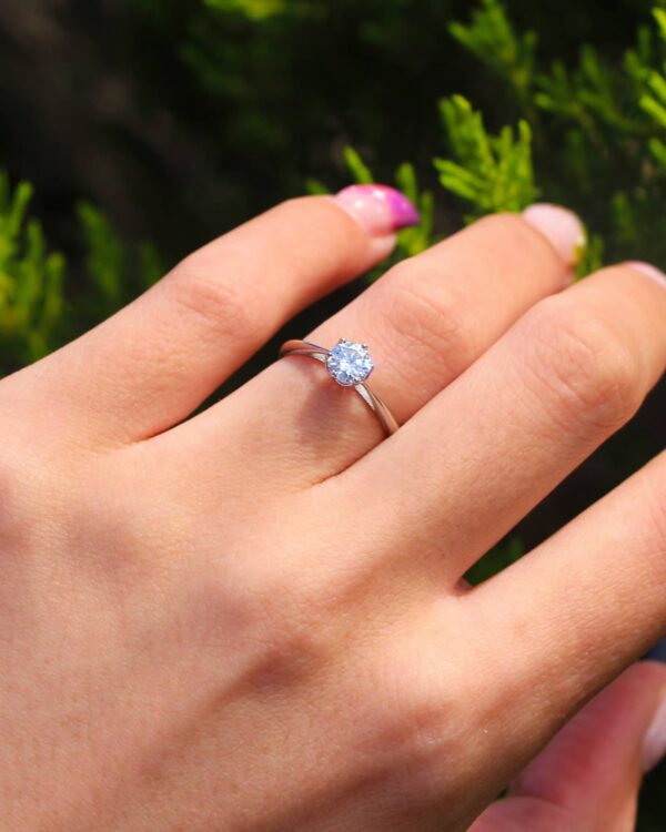 Floral Moissanite Solitaire Engagement Ring