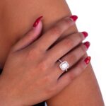 Emerald Cut Moissanite Halo Ring