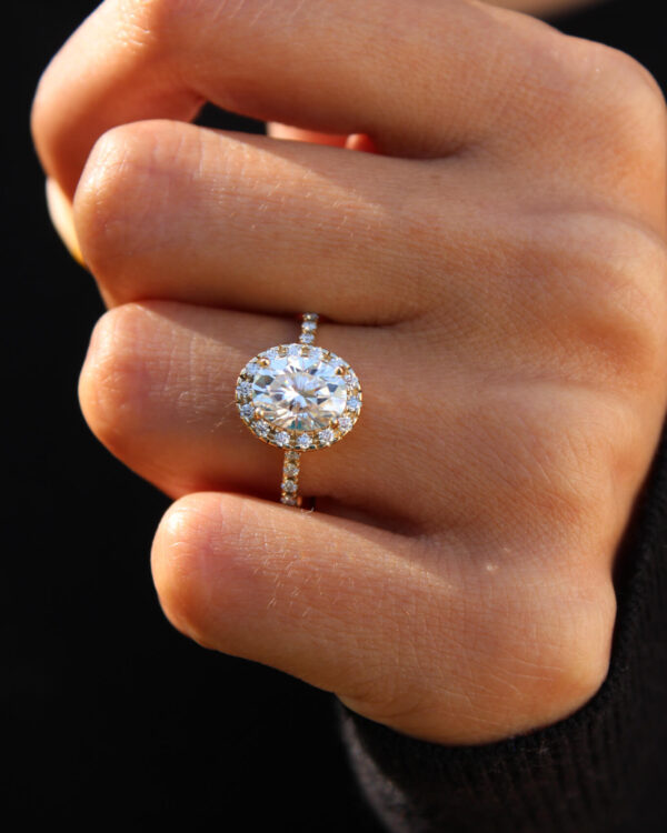 Gold Oval Halo Engagement Ring