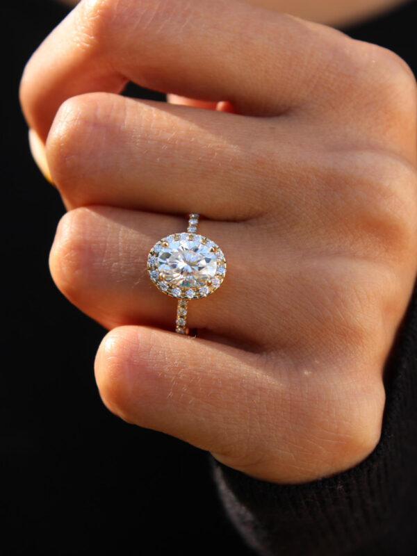 Gold Oval Halo Engagement Ring
