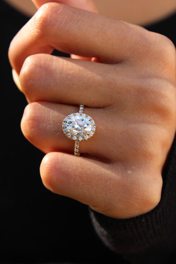 Gold Oval Halo Engagement Ring