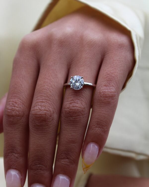 Classic Round Moissanite Solitaire Engagement Ring