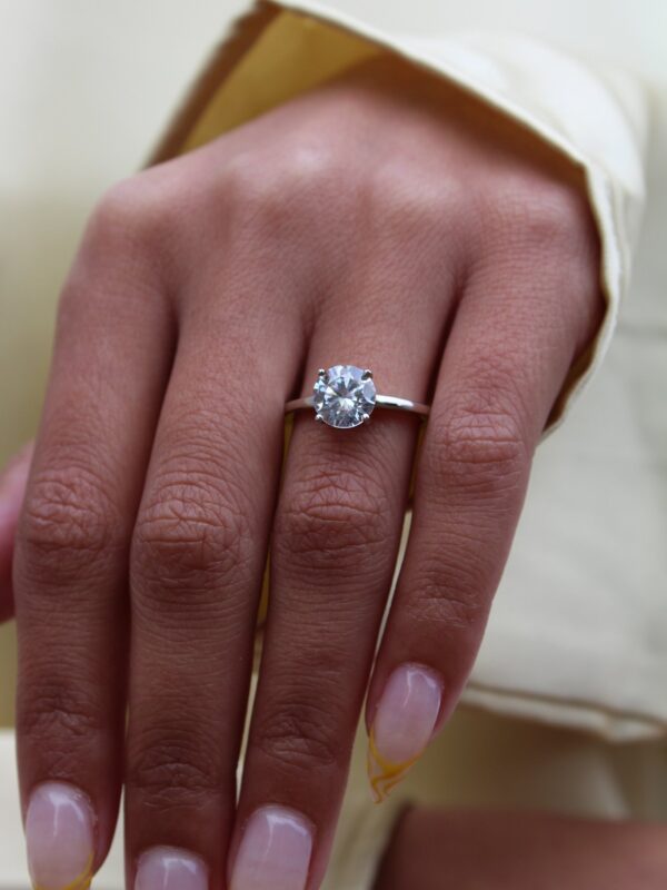 Classic Round Moissanite Solitaire Engagement Ring