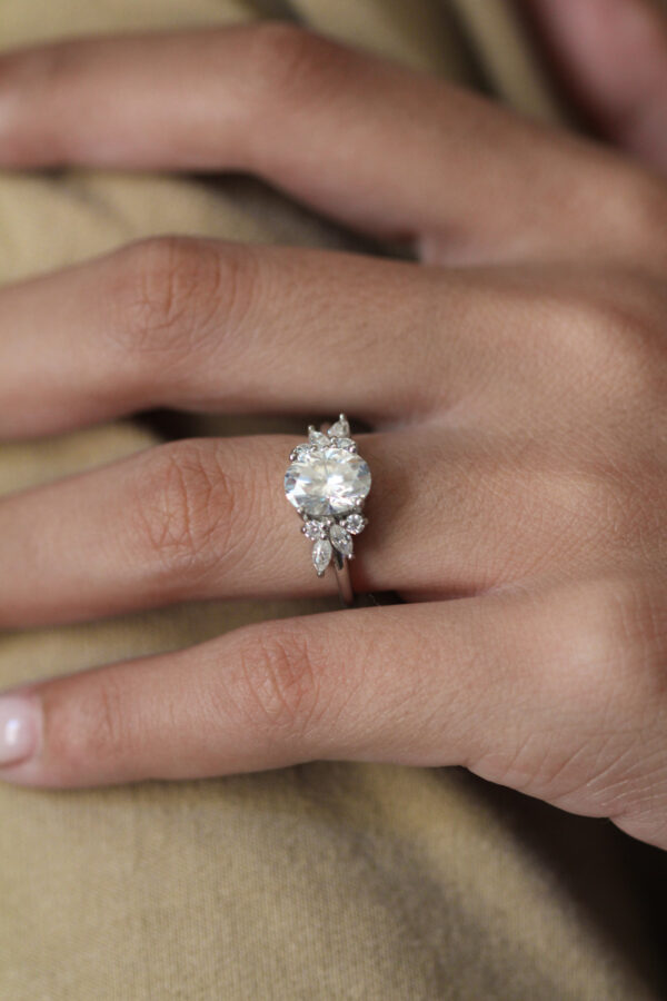 Oval Moissanite Platinum Engagement Ring - Image 2