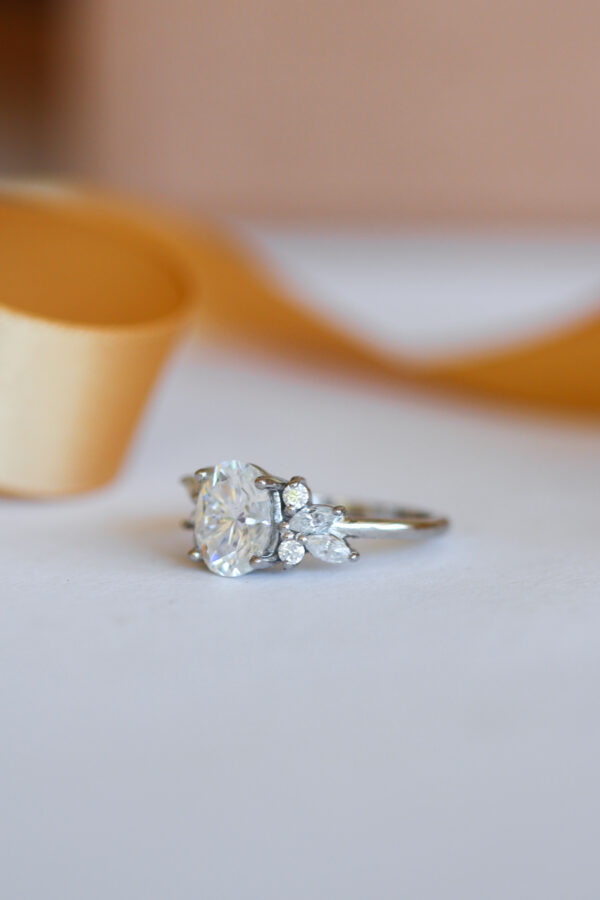 Oval Moissanite Platinum Engagement Ring - Image 5