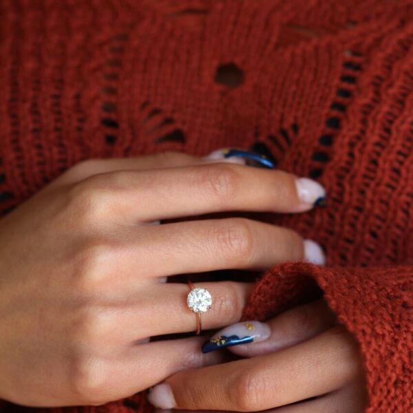 Round Brilliant Moissanite Solitaire Engagement Ring