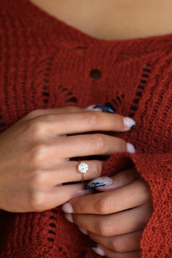 Round Brilliant Moissanite Solitaire Engagement Ring