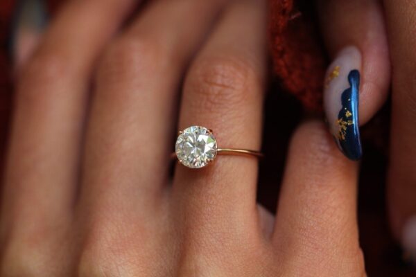 Round Brilliant Moissanite Solitaire Engagement Ring