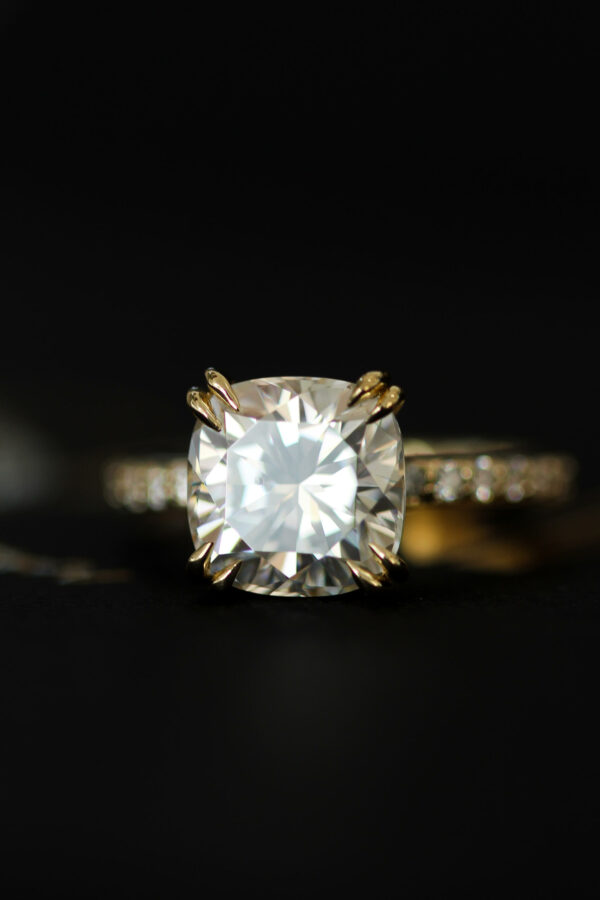 Double Claw Cushion Pavé Engagement Ring South Africa 2